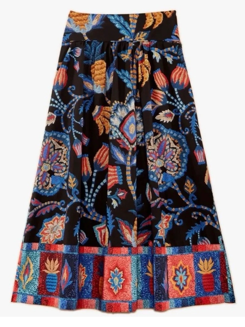 Farm Rio Sunset Tapestry organic cotton midi skirt size small NWOT